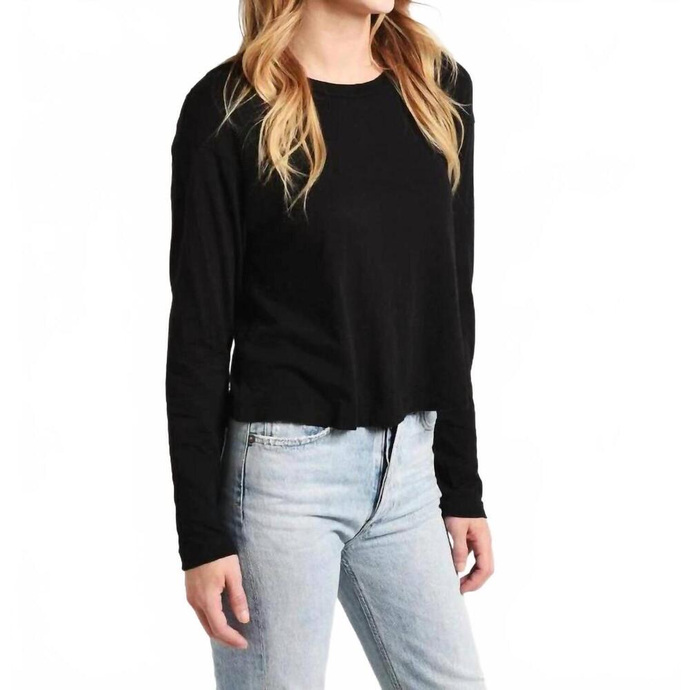NEW STATESIDE supima slub boxy long sleeve tee in black